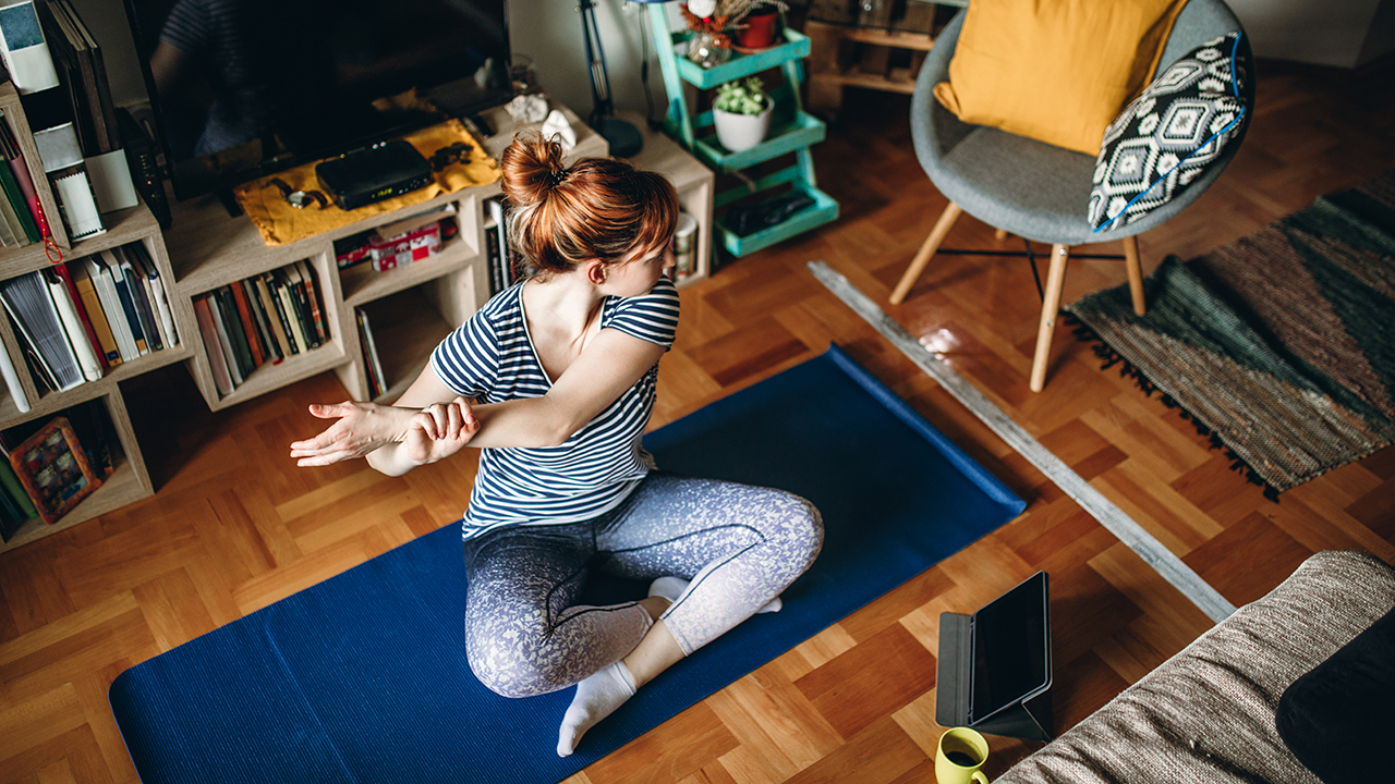 yoga in a living room yoga in a living room