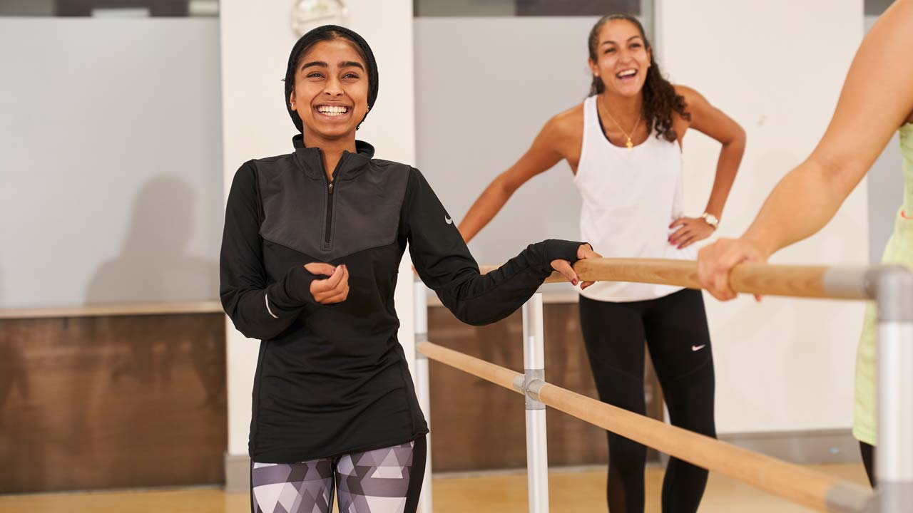 Girls laughing exercising image Girls laughing exercising image